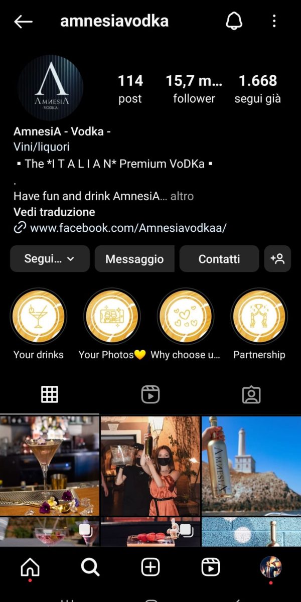 immagine per carosello sito web lavori fatti - profilo IG di Amnesia